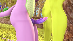 3d_(artwork) absurd_res arthropod bodily_fluids changeling close-up digital_media_(artwork) dragon erection friendship_is_magic genital_fluids genitals hasbro hi_res knot my_little_pony penis precum smooth_skin spike_(mlp) thorax_(mlp) unie