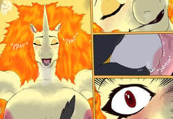 anthro breasts breathing emolga futanari horsecock huge_breasts larger_futanari nostngen pokemon rapidash shortstack size_difference smaller_female surprised