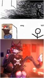 anthro comic domestic_cat felid feline felis furry hi_res male male/male mammal meme milo_(milomews) nose_piercing omg_hi! sullizor