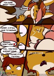 anthro brother brother_and_sister canid canine clothing cock_worship comic duo english_text fellatio female fox genitals hi_res incest kamperkiller_(artist) licking male male/female mammal oral penile penis penis_lick sex sibling sister sniffing text tongue tongue_out