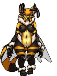 antennae_(anatomy) anthro arthropod beaux bee canid canine el'phine female fox furball_(artist) hybrid hymenopteran insects mammal mandibles multi_arm multi_limb multi_wing shortstack solo wide_hips wings