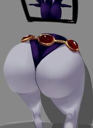 1girls ass ass_focus big_ass big_breasts big_butt breasts busty camera dc dc_comics female grey_skin hanging_breasts kabeshiri leotard rachel_roth raven_(dc) shinimi_(nishimiya_shirone) smooth_skin teen_titans thick_thighs through_wall voluptuous wide_hips
