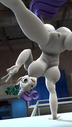 3d_(artwork) acrobatics anthro big_breasts breasts daemont92 digital_media_(artwork) equid equine female flexible friendship_is_magic genitals handstand hi_res horn horse looking_at_viewer mammal my_little_pony navel nipples nude one-handed_handstand pony pussy rarity_(mlp) smiling_at_viewer solo source_filmmaker splits spread_legs spreading straight_hair unicorn