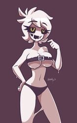 1girls arm_on_hip belt belt_bra big_breasts breasts delirium_(the_binding_of_isaac) female goo_girl hips hourglass_figure nekuzx smug the_binding_of_isaac underwear