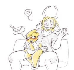 1boy 1girls alphys ambiguous_penetration anthro anthro_on_anthro anthro_penetrated anthro_penetrating anthro_penetrating_anthro arm_grab asgore_dreemurr balls beard belly belly_inflation black_eyes blonde_beard blonde_hair blush bodily_fluids boss_monster bottomless bovid breasts buckteeth caprine chubby_anthro chubby_female claws clothed clothing cum cum_splatter english_text eyewear facial_hair fangs female female_penetrated front_view fur genital_fluids genitals glasses hair half-closed_eyes heart hi_res horn inflation larger_anthro larger_male lizard looking_at_another looking_at_partner looking_down looking_pleasured makeup male male/female male_penetrating male_penetrating_female mammal mascara moan narrowed_eyes non-mammal_breasts on_lap orgasm penetration pupils reptile scales scalie shirt short_tail shortstack simple_background sitting sitting_on_lap sitting_sex size_difference slightly_chubby small_breasts small_pupils smaller_anthro smaller_female speech_bubble syrenbytes teeth text thick_tail thick_thighs tongue tongue_out topwear undertale video_games white_body white_fur wide_eyed wide_hips yellow_body yellow_scales