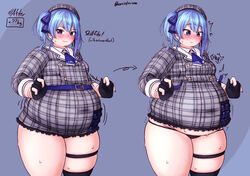 big_belly blush fat hololive hoshimachi_suisei obese obese_female obese_human orristerioso panties thick_thighs torn_clothes virtual_youtuber visible_underwear wardrobe_malfunction weight_gain