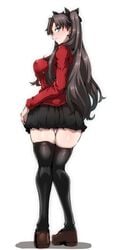 1girls alternate_breast_size fate/stay_night fate_(series) female female_only gggg pantyshot pantyshot_(standing) tohsaka_rin upskirt