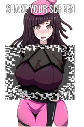 1girls blush cleavage danganronpa danganronpa_(series) danganronpa_2 danganronpa_2:_goodbye_despair female female_focus female_only massive_breasts meme naver shake_your_screen straight_hair super_danganronpa_2 tsumiki_mikan