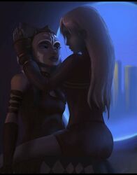 2d 2girls ahsoka_tano alien alien_girl armlet blue-skinned_female blue_eyes blue_skin cleavage_cutout clone_wars clothed clothing dress duo eyelashes facial_markings female female_only half-closed_eyes hand_on_another's_head hand_on_head humanoid interspecies jedi_padawan lekku long_hair looking_at_another looking_at_partner montrals multiple_girls night on_lap orange_skin pantoran pantyhose raikoh-illust red_clothing ring riyo_chuchi romantic short_dress sitting sitting_on_lap sitting_on_person spread_legs star_wars the_clone_wars:_season_four togruta white_hair wholesome yellow_eyes yuri