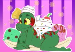 babslechat dessert digital_media_(artwork) dress_up female food food_fetish food_play humanoid ice_cream reptile scalie shelby_bunny shortstack slightly_chubby smile solo sundae turtle