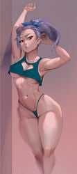 1girls against_wall arm_up armpits boob_window covered_nipples cutesexyrobutts cutesexyrobutts_(style) edit erect_nipples jericho_(nanatsu_no_taizai) krizalid98 nanatsu_no_taizai purple_hair sexy_beach solo standing underboob