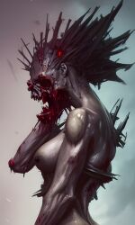 ai_generated blood body_horror breasts female gore horror nightmare_fuel nude skull teratophilia terrifying undead unknown_artist zombie