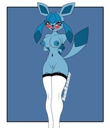 anthro breasts clothing eeveelution eeveelutions female female_only glaceon humanoid lingerie nintendo nipples nude nude_female pokémon_(species) pokemon presenting pussy samrunner school schoolgirl small_waist solo solo_female solo_focus spread_legs teacher thighhighs thighs video_games