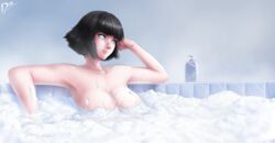 1girls arm_support armpits artist_request bath bathing bathtub big_breasts black_hair breasts bubble bubble_bath capcom clavicle cleavage closed_mouth completely_nude completely_nude_female devil_may_cry devil_may_cry_3 devil_may_cry_5 female female_focus female_only hand_on_head heterochromia high_resolution highres lady_(devil_may_cry) lips looking_away naked nude nude_female nudity partially_submerged resting scar scar_across_nose scar_on_face short_hair simple_background soap soap_bottle soap_bubbles soap_censor solo solo_female solo_focus wet