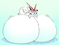 big_ass female furry heart huztar hyper hyper_breasts motion_lines nintendo pokémon_(species) pokemon shiny_pokemon victini video_games