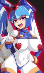 1girls android armor big_breasts fairy_leviathan heart_pasties mega_man mega_man_zero nipple_bulge pasties red_heart_pasties red_pasties robot_girl semikichi tagme