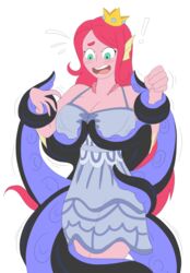 ! blush crown dress grope imminent_rape large_breasts mermaid miranda_vanderbilt monster_girl monster_prom octopus octopus_tentacle pink_skin plsgts red_hair restrained tentacle