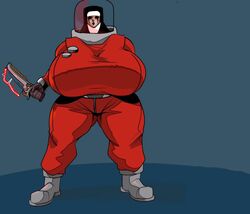 1girls among_us behemaid big_breasts black_pupils bodysuit chubby chubby_female female female_focus female_only huge_breasts hyper_breasts impostor_(among_us) massive_breasts nun nun_massacre nun_outfit spacesuit thick_thighs thighs tight_clothing