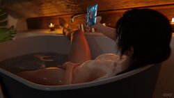 3d bathtub big_breasts breasts cd_projekt_red ciri female human lara_croft lara_croft_(survivor) manual masturbation no_eyewear phone redhot the_witcher the_witcher_(series) the_witcher_3:_wild_hunt tomb_raider