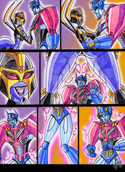 4_eyes alien alien_girl ass between_legs black_lips black_lipstick blackarachnia gender_transformation kyo-domesticfucker machine mtf_transformation optimus_prime red_eyes robot robot_girl rule_63 thick_thighs transformation transformation_sequence transformers transformers_animated