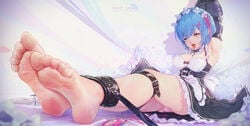 bondage feet ice_(ice_aptx) maid re:zero_kara_hajimeru_isekai_seikatsu rem_(re:zero) skirt_lift tagme vibrator