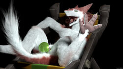 16:9 3d_(artwork) 4k absurd_res anthro beach_chair blender_(software) claws clitoral_hood digital_media_(artwork) dildo female fur genitals hair hi_res inner_ear_fluff invalid_tag knotted_dildo narrowed_eyes open_mouth pawpads paws pussy scoota sergal sex_toy simple_background solo talons teeth tongue tongue_out tuft widescreen