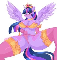 absurd_res alicorn anthro anthrofied blush breasts cleavage clothed clothing equid equine female friendship_is_magic genitals hi_res horn mammal my_little_pony panties princess_twilight_sparkle_(mlp) pussy queen_twilight_sparkle_(mlp) solo spread_legs spreading twilight_sparkle_(mlp) underwear wings xjenn9