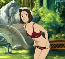 1girls air_nomad airbender_tattoo anaxus avatar_the_last_airbender belly belly_button bent_over bra bridge brown_eyes brown_hair bushes closed_legs cute female female_focus female_only getting_naked grass jinora lantern matching_underwear nickelodeon outdoors panties panty_pull red_bra red_panties short_hair small_breasts smile solo solo_female solo_focus standing striptease tattoo teenager the_legend_of_korra underwear undressing young