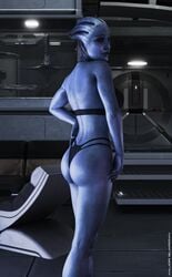 1girls 3d asari ass blue_skin female female_only liara_t'soni lingerie looking_back major_guardian mass_effect solo underwear