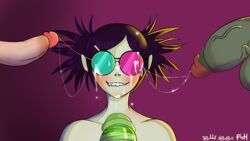 1girls 2d_(gorillaz) 3boys cum cum_on_face cum_on_glasses cum_string dark_skin eyewear facial female gorillaz green-tinted_eyewear hi_res human jellydeepfish male murdoc_niccals noodle_(gorillaz) noodle_(saturnz_barz) pale_skin penis pink-tinted_eyewear russel_hobbs sunglasses tinted_eyewear