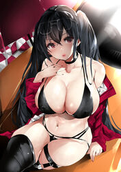 1girls 2020 :o azur_lane barely_clothed belly_button bikini black_bikini black_boots black_choker black_hair breasts car checkered_background choker cleavage detailed_background erect_nipples erect_nipples_under_clothes exposed_shoulders female female_focus female_only garter_straps hand_on_chest huge_breasts jacket leg_strap light-skinned_female light_skin lipstick long_hair looking_at_viewer looking_up micro_bikini nipples open_jacket painted_nails race_queen red_eyes red_jacket red_nails shadow shiny_skin sitting_on_car slim_waist sunglasses sunglasses_on_head taihou_(azur_lane) taihou_(enraptured_companion)_(azur_lane) thick_lips thick_thighs thigh_boots thighhighs thighs twintails ushiro_muki wide_hips