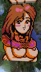 1girls anthiese_lima big_breasts blush boobs breasts celica_(fire_emblem) fire_emblem fire_emblem_gaiden minai000 minecraft minecraft_builds pixel_art solo solo_female