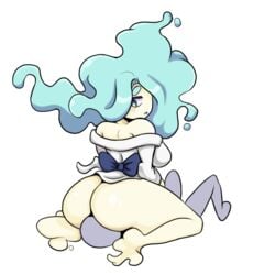 ass big_butt blue_hair bottomless breasts clothed clothing duo enraenra facesitting female female_on_top hair human iggy-bomb level-5 mammal not_furry on_top smogmella yo-kai(species) yo-kai_watch yo-kai_watch_2 youkai youkai_watch yōkai