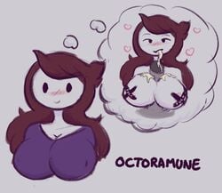 1girls blush brown_hair cum cum_in_mouth cum_on_breasts jaiden jaiden_animations jaidenanimations mob_face octoramune paizuri penis sexually_suggestive tagme thinking thought_bubble youtube youtuber