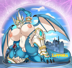 anthro armor big_breasts boots breasts building city city_background cityscape claws clitoris clothed clothing digital_media_(artwork) dragon duo female footwear fsmaverick fur genitals giantess gloves handwear headgear helmet hi_res human knight larger_female legwear macro magic magic_barrier male male/female male_human/female_anthro mammal micro nipples nude open_mouth partially_clothed presenting presenting_pussy protecting pussy reptile scalie size_difference smaller_male smile taller_girl warrior wings zapphira