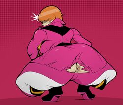 1girls anus anus_cutout ass_focus asshole behemaid big_ass big_breasts bodysuit bubble_ass bubble_butt dat_ass exposed_anus exposed_ass female female_focus female_only huge_ass legs_apart persona persona_3 persona_4 persona_4_arena persona_4_arena_ultimax round_ass squatting surprised thick_ass tight_clothing torn_clothes torn_clothing yukari_takeba