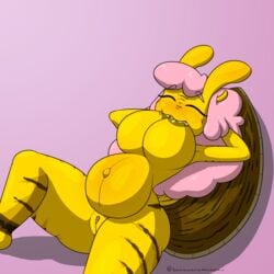 1girls absurd_res anthro banana_slug bananaramasama belly big_belly big_breasts big_tail bodily_fluids breastfeeding breasts cumflation female hands_behind_head hi_res kela_(bananaramasama) kela_ariolima lactating lactation leaning_on_wall pregnant self_suckle shortstack solo