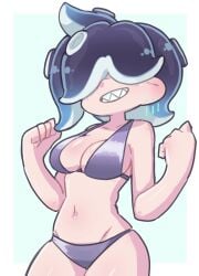 bikini breasts hair_over_eyes octoling splatoon whichdoll