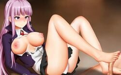 1boy 1boy1girl 1girls animated areolae barefoot censored danganronpa danganronpa_1 dress erection feet female female_focus foot_fetish footjob ginhaha human kirigiri_kyouko leg male male/female nipples no_sound nonude panties penis purple_eyes restrained school_uniform schoolgirl shorter_than_10_seconds shorter_than_30_seconds silver_hair skirt toes video video_games webm