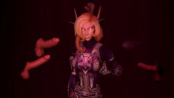 1girls 2016 3d 60fps ambro_(ambrosine92) ambrosine92 animated blonde_hair blood_elf clothed dark-skinned_male disembodied_penis female_only looking_at_viewer loop low_res no_sound smile solo video world_of_warcraft