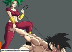 1girls boots breasts dragon_ball dragon_ball_super female female_saiyan femdom fusion goku green_hair headscissordom kefla legendary_super_saiyan malesub muscular muscular_male nude_male patreon saiyan son_goku super_saiyan super_saiyan_2 universe_6/universe_7 universe_6_girls