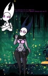 bra female heart-shaped_pupils hollow_knight mantis mantis_lord panties pussy tagme text underwear