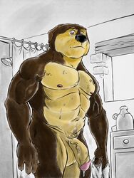 abs biceps canine furry furryrevolution khampa male male_only muscular muscular_male nipples nude obliques pecs posing ribs rock_dog solo solo_male triceps wet