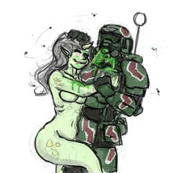 1boy 1girls astra_militarum breasts chaos_(warhammer) chaos_daemon clothed clothed_male clothed_male_nude_female female flies guardsman_(warhammer_40k) horn hugging imperial_guard imperium_of_man kasrkin navel nude nude_female nurgle nurglette plaguebearer smile smiling standing straight warhammer_(franchise) warhammer_40k white_background