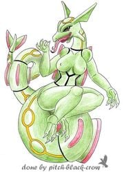 anthro breasts color female female_only nintendo nipples nude pitch-black-crow pokemon rayquaza solo tagme