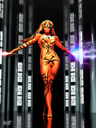 3d alien darth_hell darth_talon female female_only force_lightning lightsaber red_lightsaber red_skin sith solo standing star_wars star_wars:_legacy tattoo the_force twi'lek