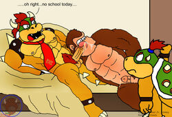 2008 bara bob_buffalo bowser bowser_jr. caught caught_in_the_act color crossover cum donkey_kong donkey_kong_(series) fur furry furry_only interspecies kong koopa male male_only mammal mario_(series) multiple_boys nintendo no_humans non-human primate tagme text yaoi