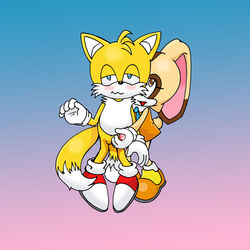 1boy 1girls anthro blush color cream_the_rabbit female fluffy_tail fox fur furry handjob interspecies male rabbit sega shadowlink350 sonic_(series) straight tail tails toony