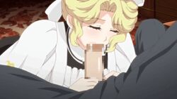 animated blonde_hair blush breasts censored erection fellatio female hair handjob human large_breasts maid male maria_(victoria_maid_maria_no_hoshi) mouth oral penis straight victoria_maid_maria_no_hoshi