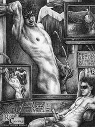 2boys age_difference batcave batman_(series) beating_off caught_on_camera computer cum cumshot dc dc_comics dick_grayson domino_mask erect_nipples erection gay gloves holding_penis human jacking_off male male_only male_urethral_insertion masturbation monochrome mouth_open multiple_males multiple_penises nightwing nipple_play nipple_tweak nude orgasm_face orgasm_from_masturbation pants_down pencil_(artwork) penis robin_(dc) robin_(tim_drake) rough_canvas screen sounding teen_titans tim_drake topless urethral_insertion voyeur watching yaoi